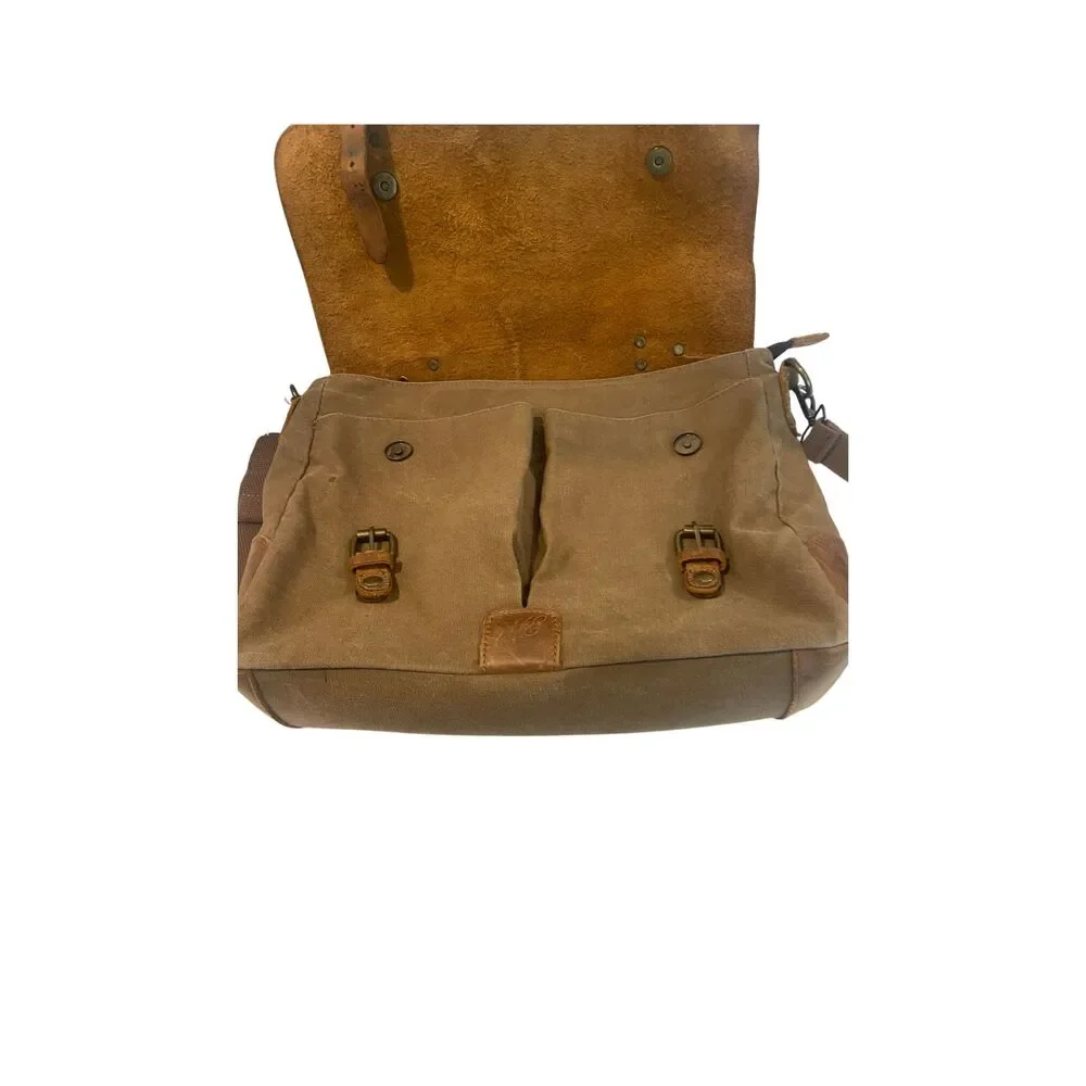 VTG Canvas & Leather Messenger Laptop Bag 15” Vintage Rugged Americana